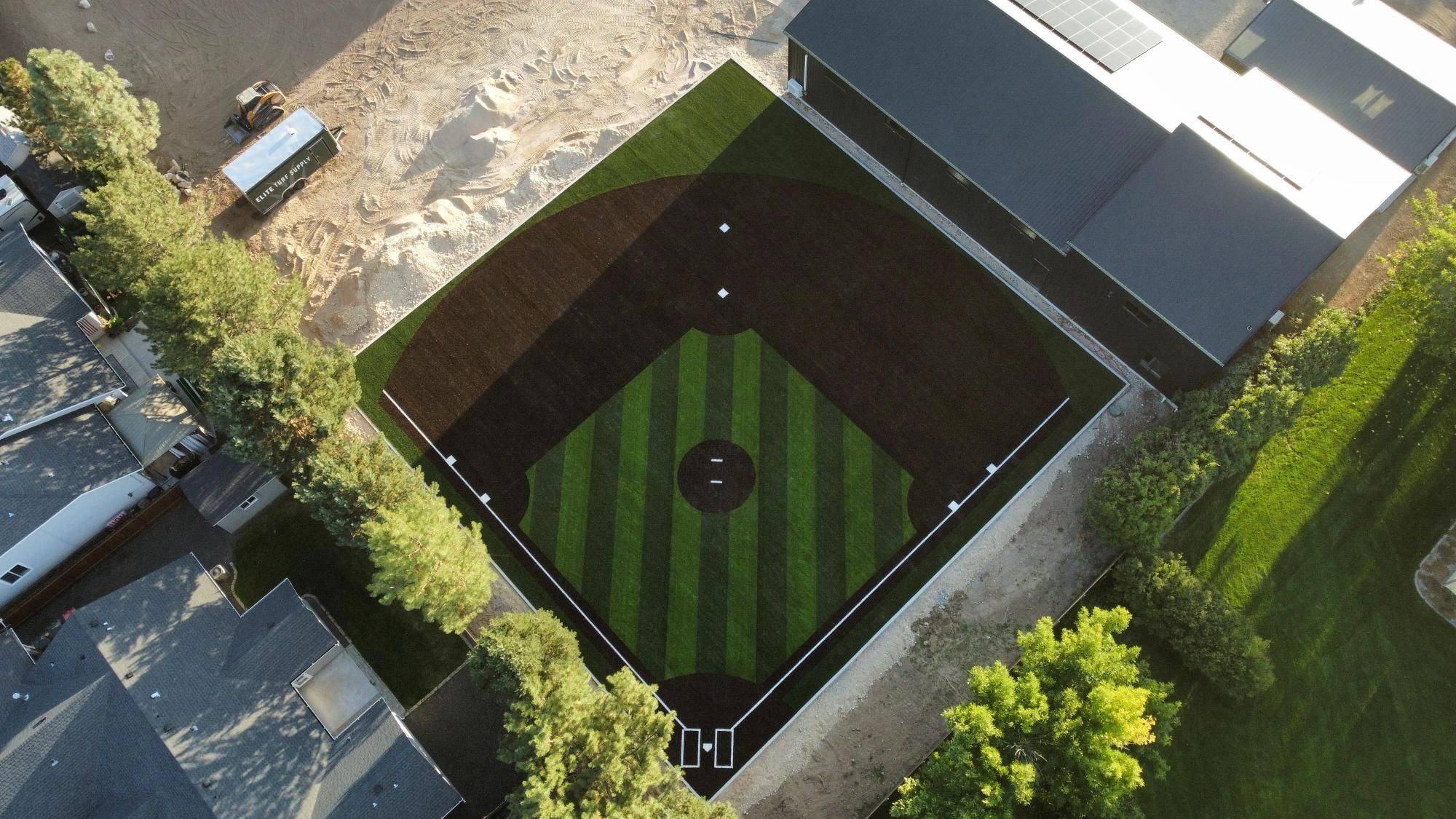 Backyard baseball infield and outfield from above